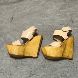 Steve Madden Patent Leather Nude Platform Wedges